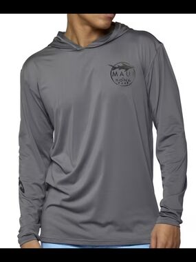 Maui and Sons Men's Gray Hooded Performance Shirt